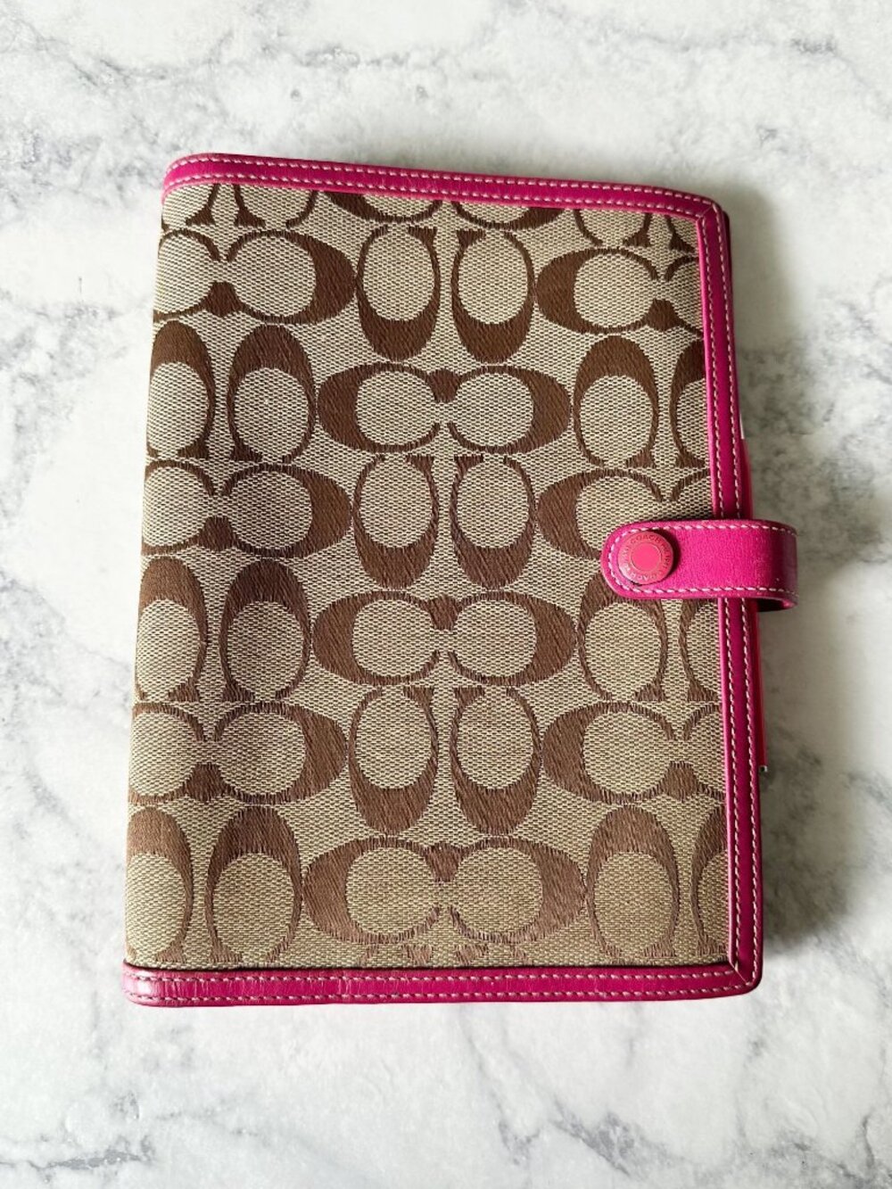 Coach Y2K Planner Agenda Notebook Signature Canvas Pink Trim